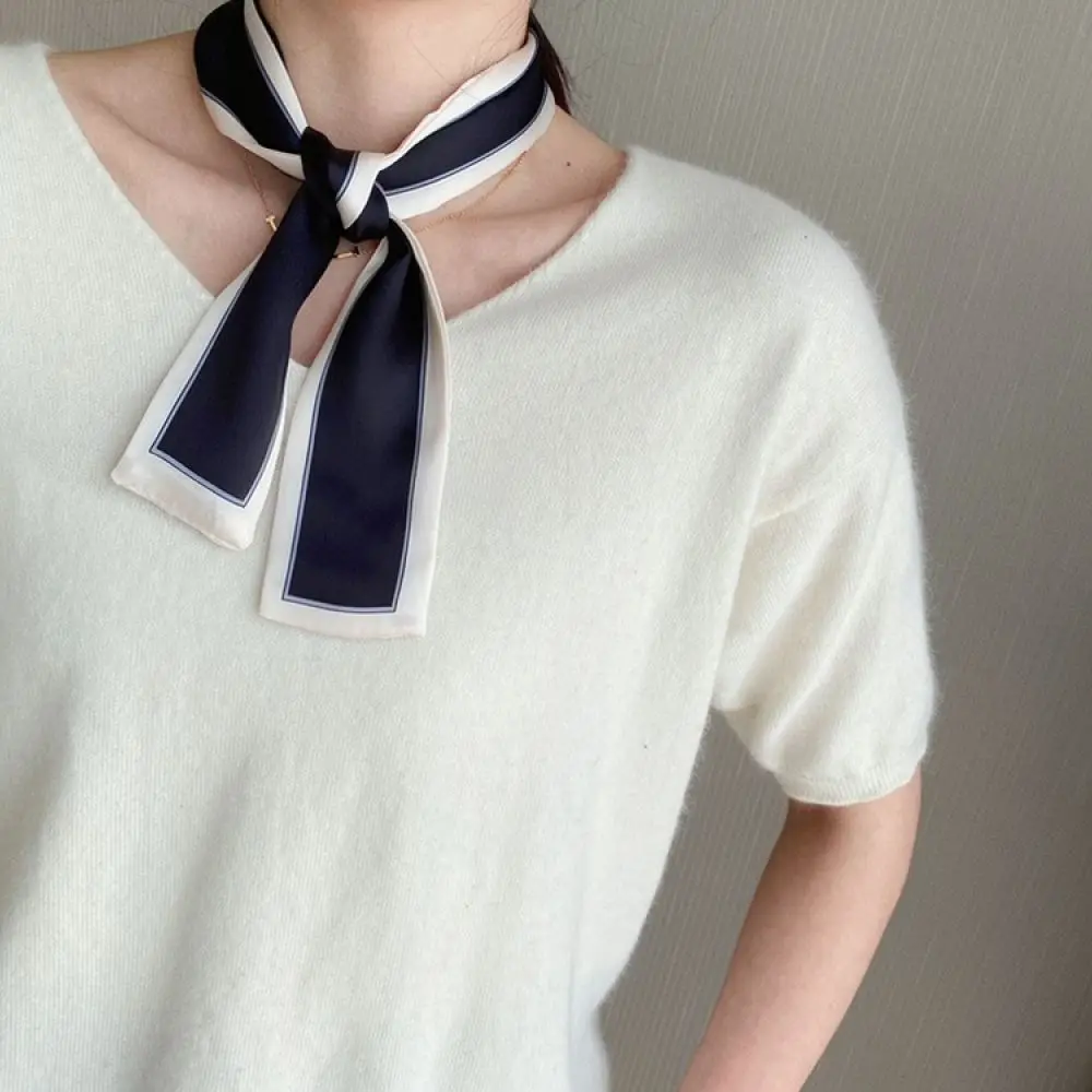 Silk Satin Headscarf Women Fashion Solid Color Necktie Chic Decorative Hair Ribbon Elegant Soft Shawl Neck Accessory Wrap