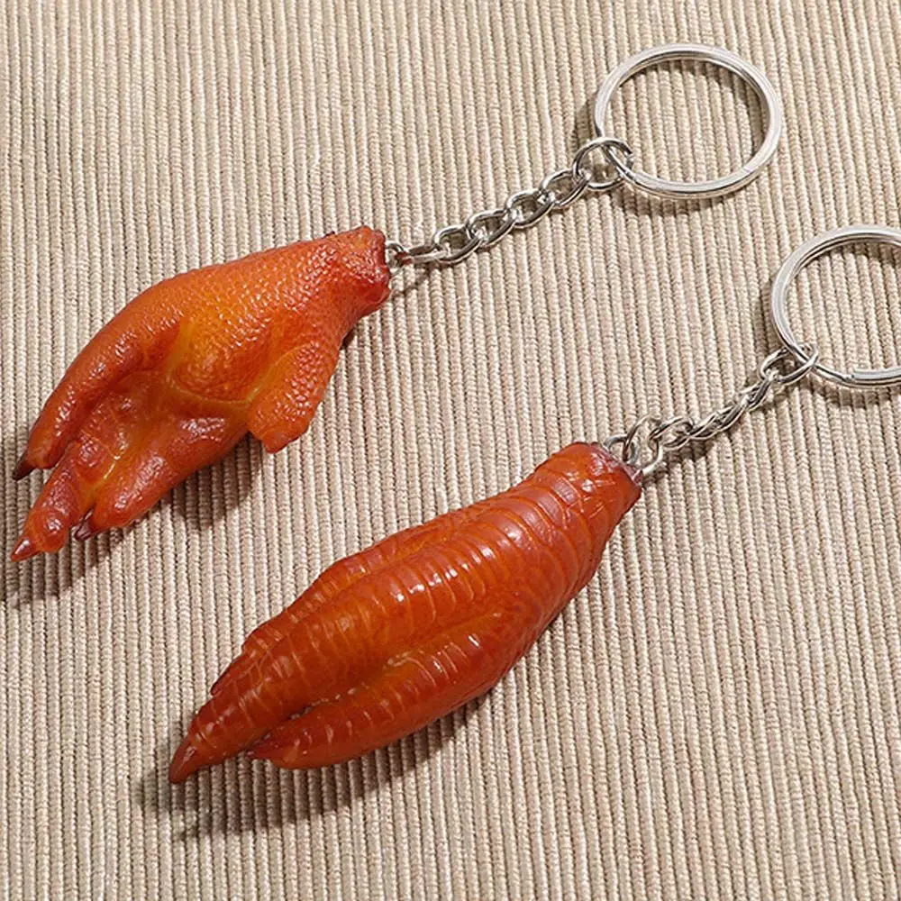 Roast Chicken Pork Belly Chicken Wings Trotters Simulation Food Keychains Fashion Jewelry Bag Pendant Fast Food Key Ring