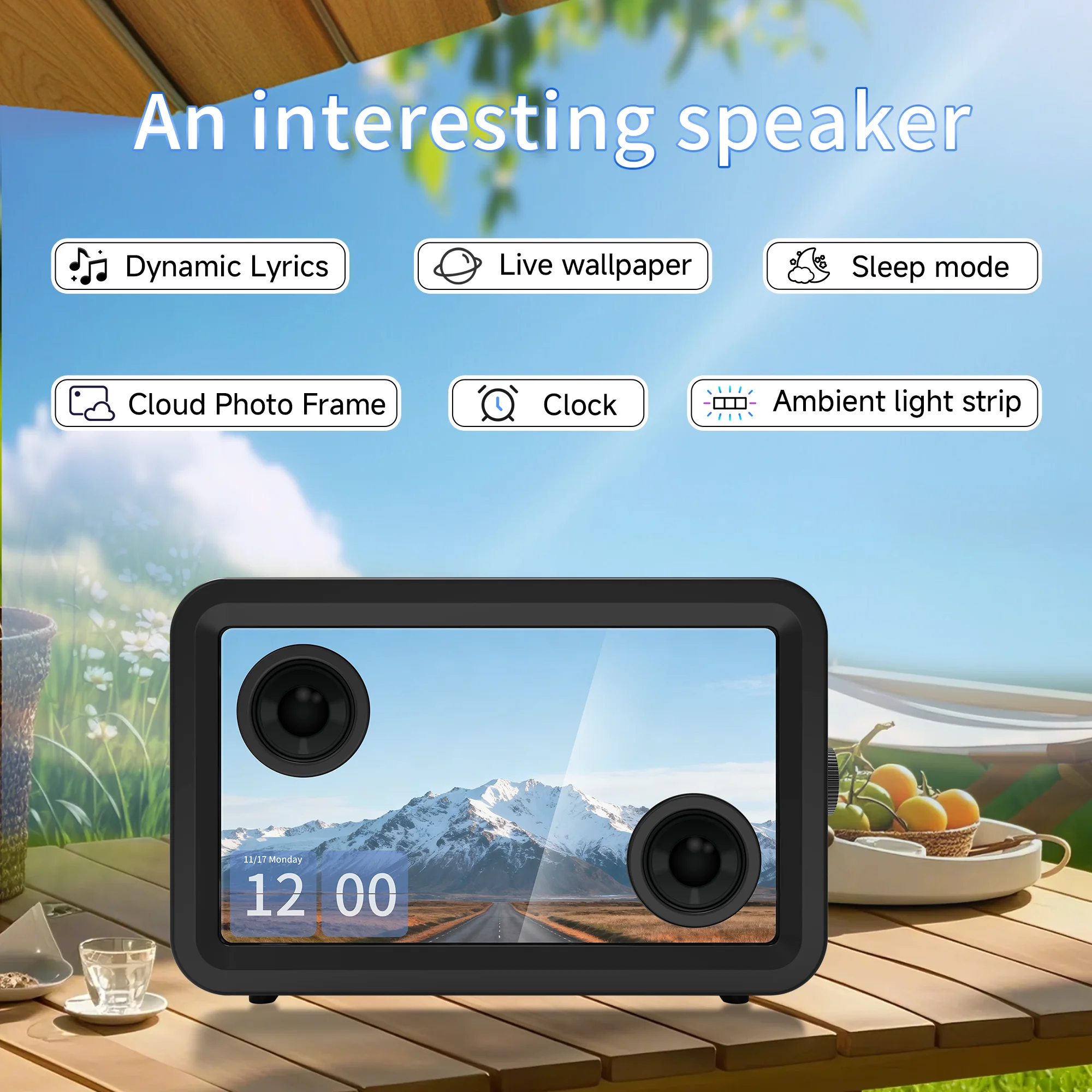 New Audio Speaker Clock White Noise Photo Frame With RGB LED Lights 30-50W Output DC Powered For App Control For Party Use