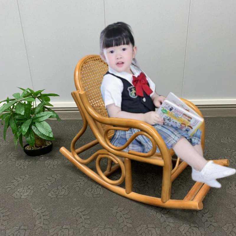 

Children's rocking chair recliner leisure rattan Trojan horse small rattan chair rocking chair