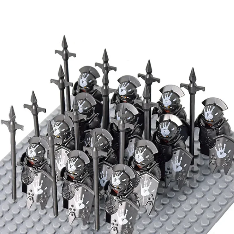 13Pcs Gondor Battle Spearman Body Gurad Infantry VS Roman Solider Eomer Rohan Warriorr Figures Blocks Set Toys for Kids