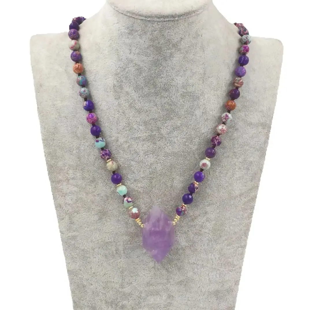 WT-N1374 WKT 2025 New Jasper & Amethysts Beads For Women Party Necklace And Trend Women Jewelry Finding