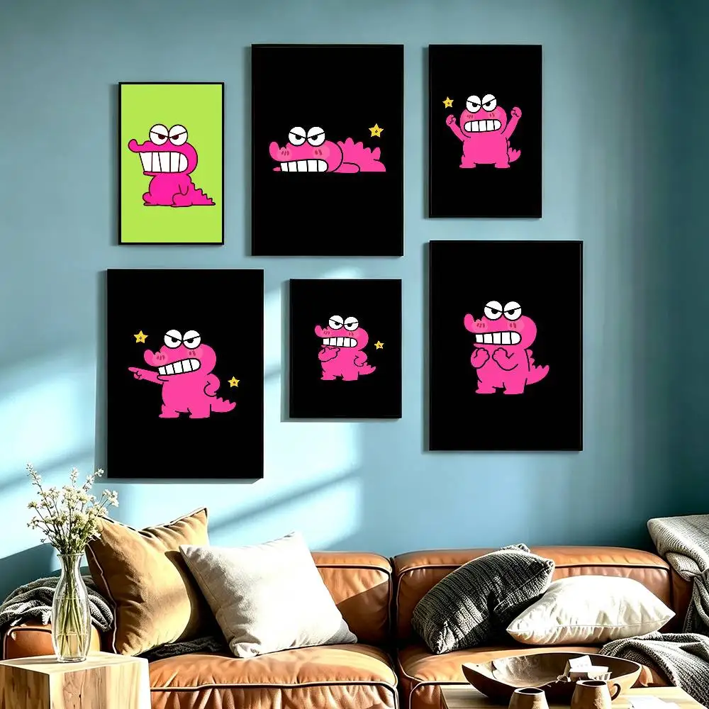 Grumpy Crocodile Cartoon Poster Waterproof Wall Art Sticker For Bar Living Room Vintage Decor High Quality Print Gift