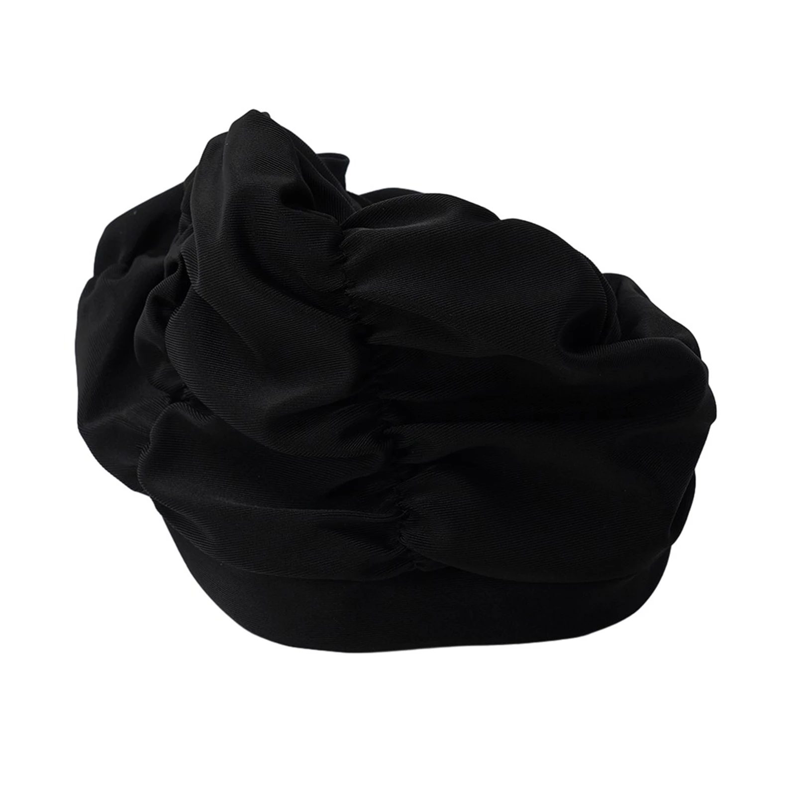 Shower Cap Swimming Cap Black Fashion Plain Pleated Stretch Nylon Swimmig Part Unisex 1Pc Swimming High Qulity