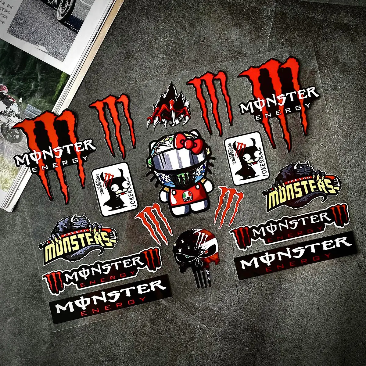 Monster Energy Reflective Sticker Motorcycle Car Body Modification Helmet Decal Ghost Claw Logo Waterproof Decoration