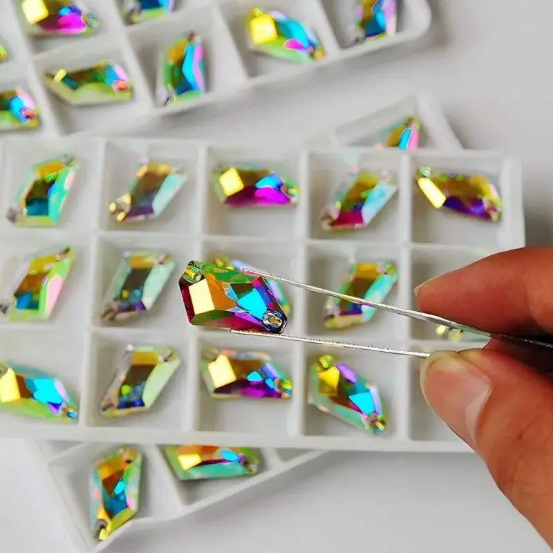 3267 De-Art Glitter Sew on Rhinestones Crystal Clear Crystal AB Sew on Strass for Garment Dress Jewelry Decoration