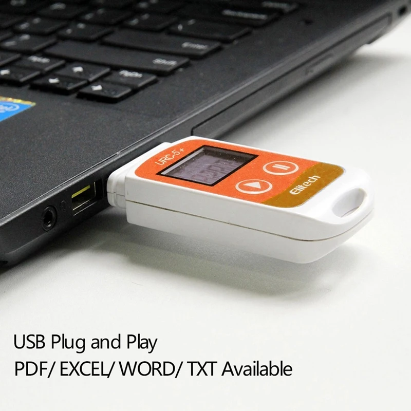 Elitech เครื่องบันทึกข้อมูลอุณหภูมิแบบ USB RC-5 + PDF, เครื่องบันทึกข้อมูลอุณหภูมิแบบใช้ซ้ำได้32000จุดสำหรับทำความเย็นการขนส่งโซ่เย็น