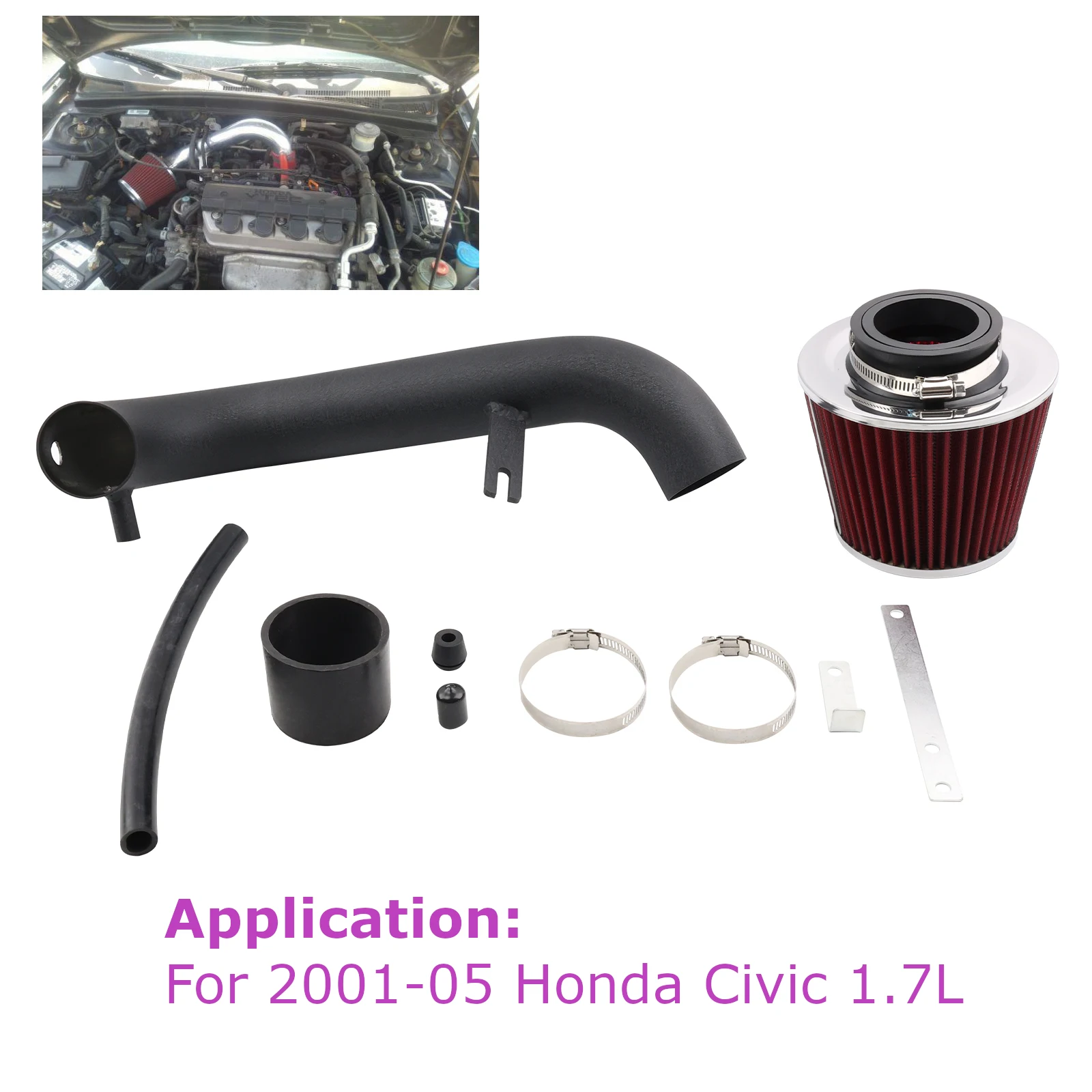 

High Flow Cold Air Intake Induction Pipe Filter Kit For 2001-2005 Honda Civic 1.7L L4 MT DX LX EX HX Engine Parts