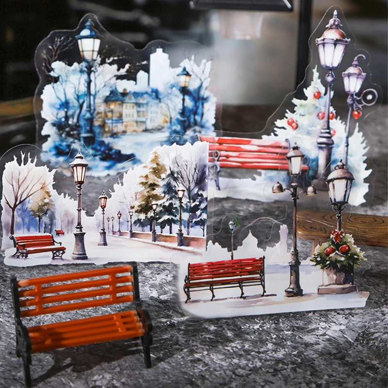 6 стилей, 15 шт./пакет, уличный угловой уличный фонарь, тематический фонарь, наклейки с акваскейзажем, креативный материал для справочника, конверты для скрапбукинга «сделай сам»