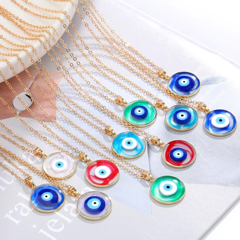 

New Fashion Evil Eye Necklace Creative Haloes Colors Sweater Chain for Women Ethnic Choker Necklace Birthday Wedding Party Gift