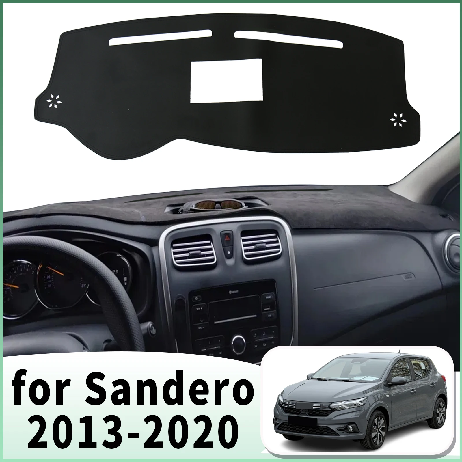

for Dacia Renault Sandero 2020-2013 Stepway II 2 RS LHD Dashmat Dashboard Cover Pad Leather DashMat Sunshade Protective Carpet