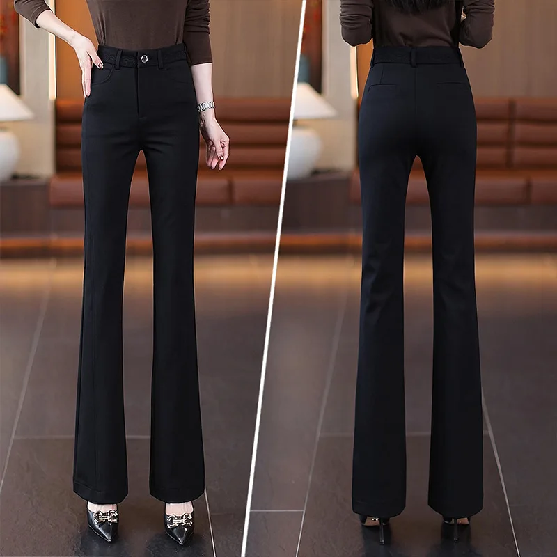 

Женские брюки, новые осенние расклешенные брюки с высокой талией, утягивающий костюм, брюки, модные повседневные брюки-клеш