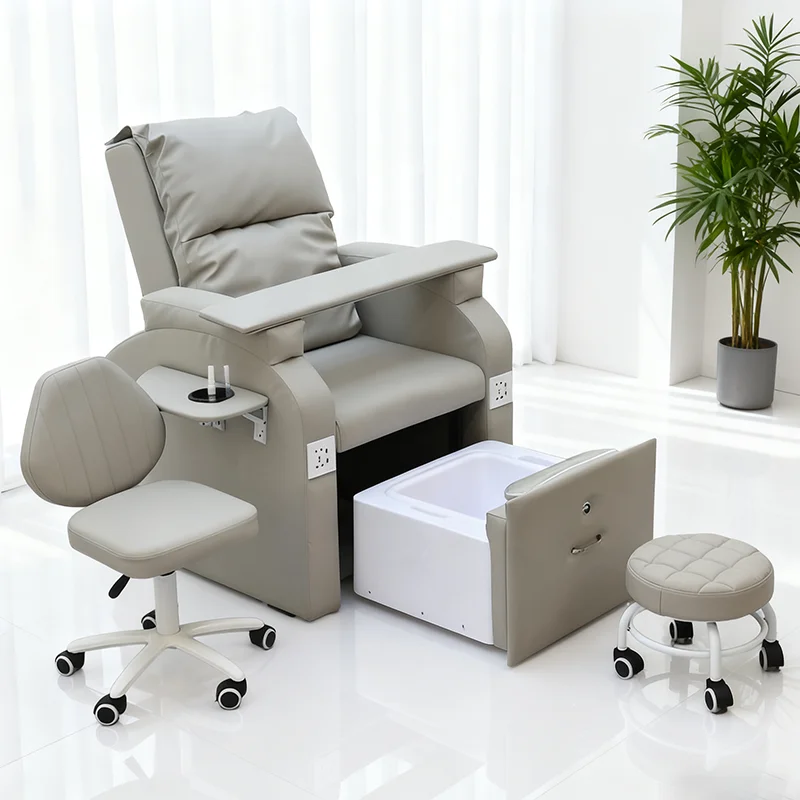 

eh-Modern Nail Salon Equipment Foot Spa Pedicure Chair Luxury Electric Kneading Massage Foot Bath Chair with Stool@