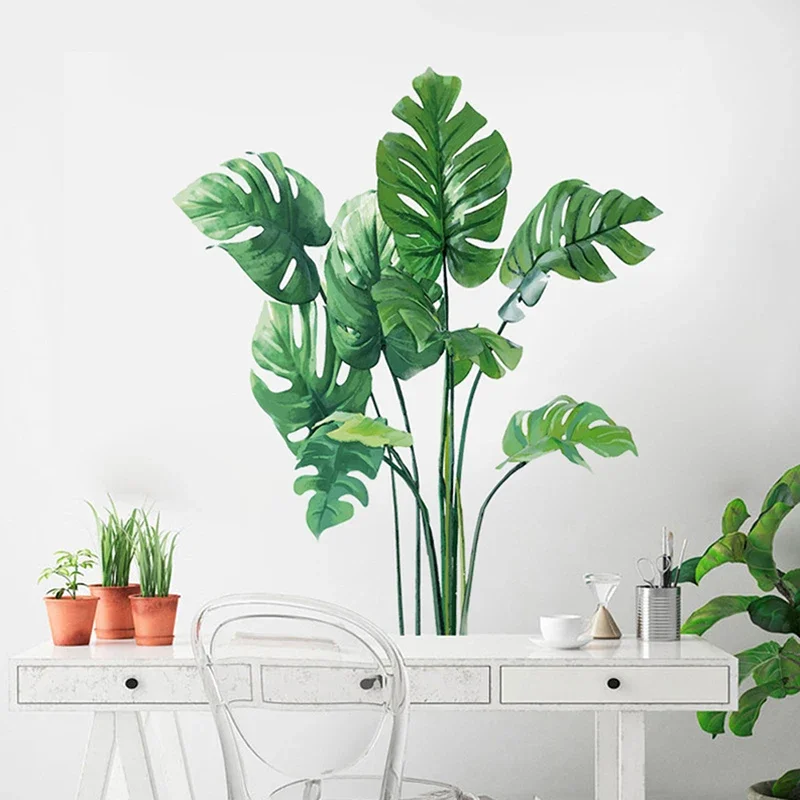 

Large Tropical Green Plant Leaves Wall Stickers Home Room Decor Palm Decal