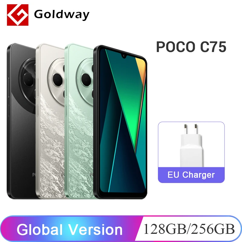 Global Version POCO C75 CellPhone 128GB 256GB Helio G81-Ultra 50MP AI Dual Camera NFC 6.88