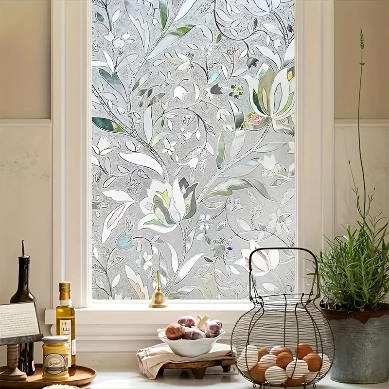 Tulip Rainbow Privacy Window Film Static Cling No Glue Removable Reusable for Bedroom Bathroom Home Glass