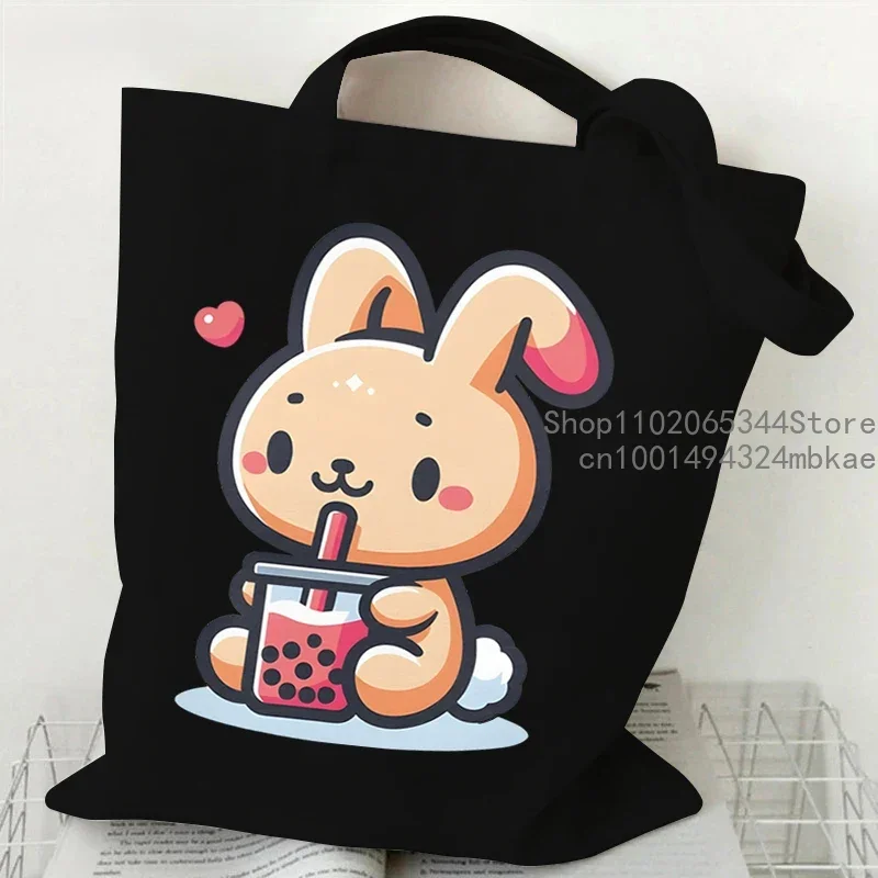 Shoulder Bag Kawaii Chai Gou Bobo Tea Canvas Tote Bag Women Cartoon Animal Milk Tea Teen Shopping Bag Dog Lovers Female Handbags