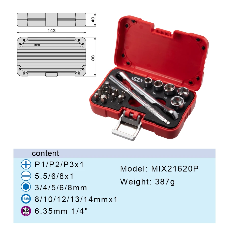 TONE MIX21620P 18 PCS 1/4