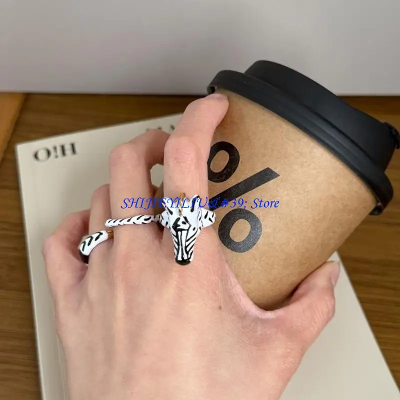 E21F 3pcs Trendy Adjustable Animal Print Rings Retro Inspired Stackable Finger Accessories Set For Trendsetters