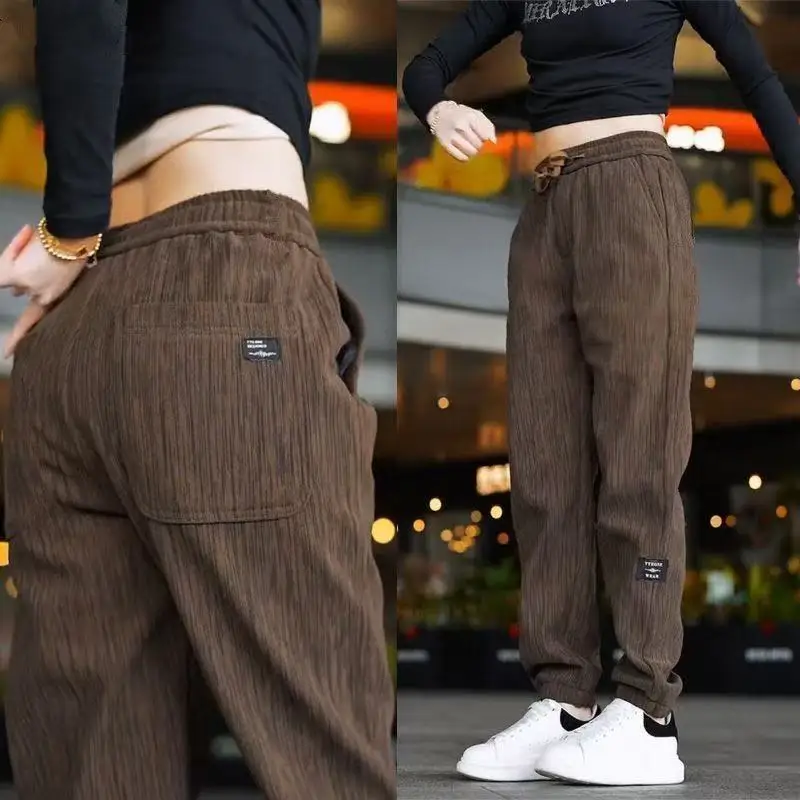 Loose Large Size Casual Pants Women's Trendy Brand Versatile Breathable Cuffed Fashionable Harlan Long Pants Autumn Winter