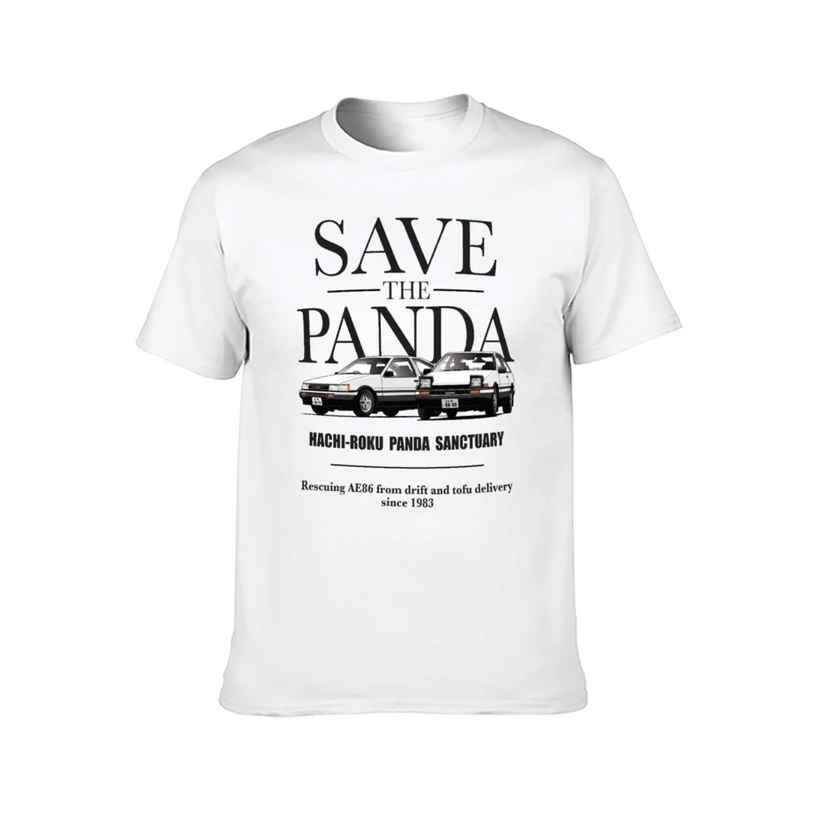 تي شيرت Save the Panda AE86 تي شيرت رجالي قطن تي شيرت رجالي