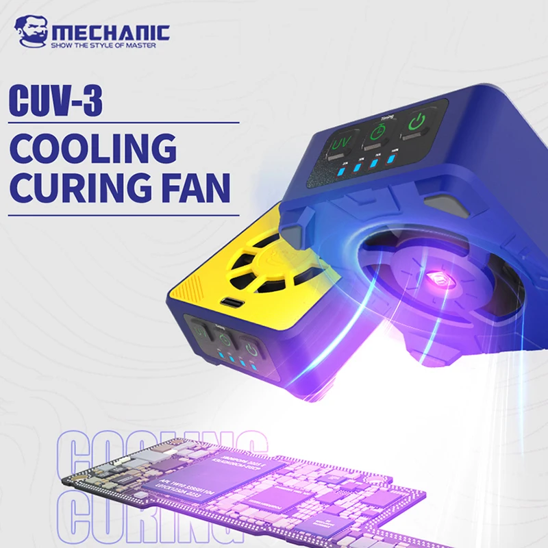 MECHANIC 3-IN-1 UV Curing Lamp Cooling Fan Smoke Extraction for iPhone Samsung Mobile Phone Motherboard Soldering Repair Tools