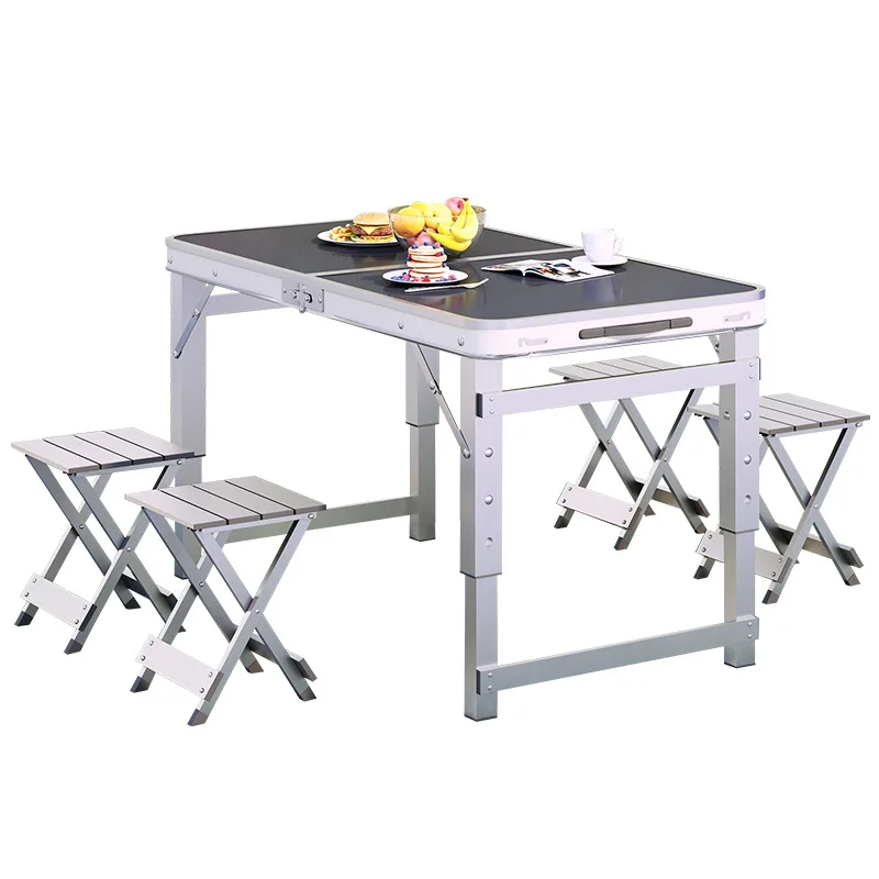

YFY outdoor night market stall folding camping picnic and chair set simple stall dining portable alloy table