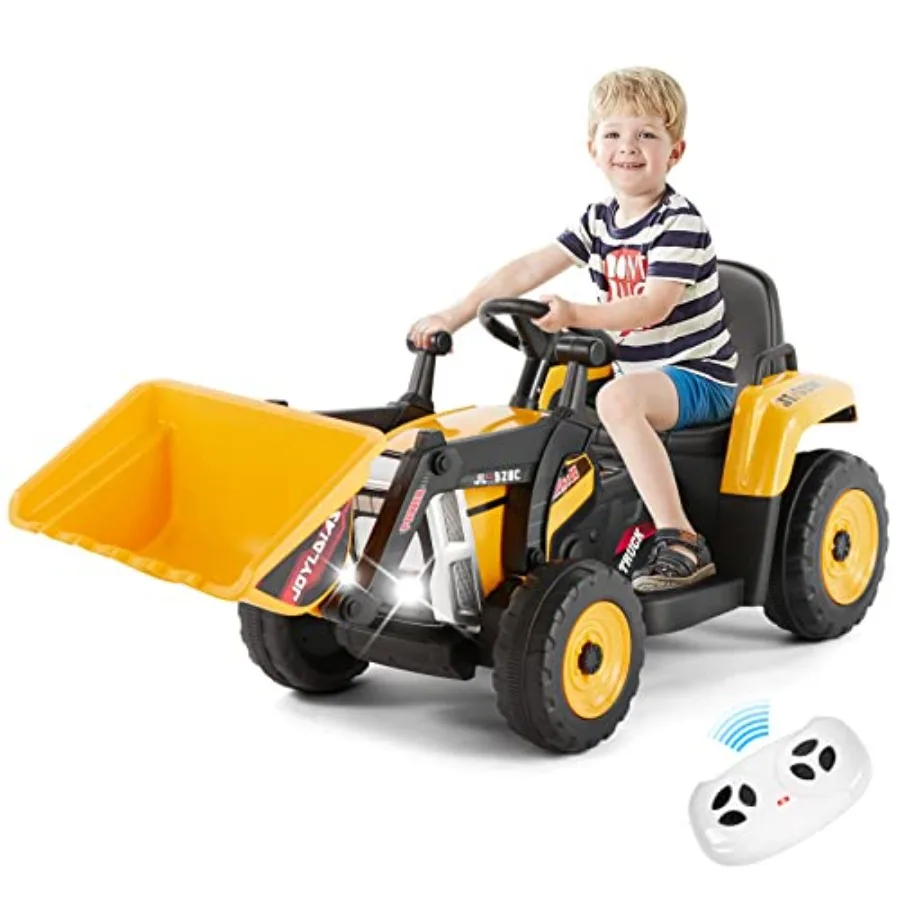 

Ride On Excavator, 12V Electric Construction Vehicle Bulldozer/Tractor for Kids Digger W/Remote Control, 3 Speeds, Bluetooth, Music, Lights, Yellow