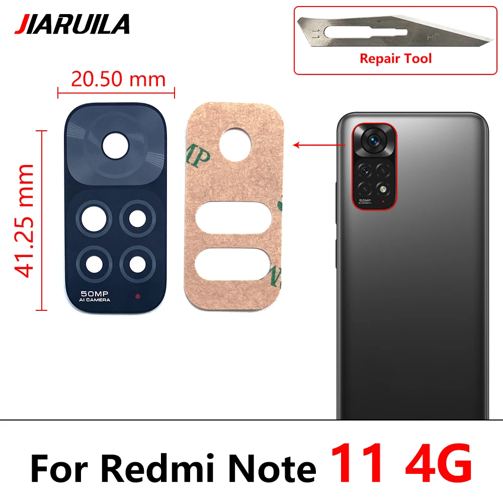 Lente de vidro da câmera traseira para xiaomi redmi note 11 pro + plus 5g 11t 5g 11s 11e, com cola adesiva, ferramentas de reparo