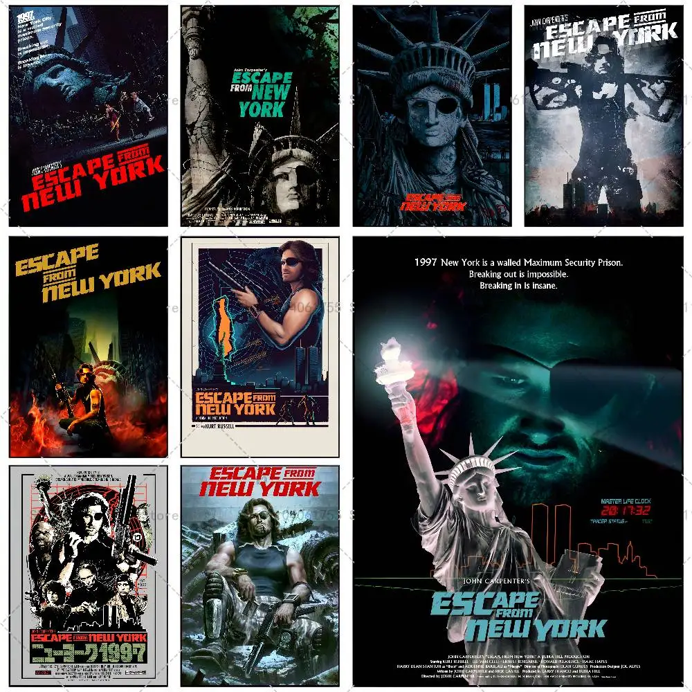Póster de película clásica E-Escape From N-New York, arte autoadhesivo, pegatina de papel impermeable, decoración de pared para cafetería, Bar, habitación