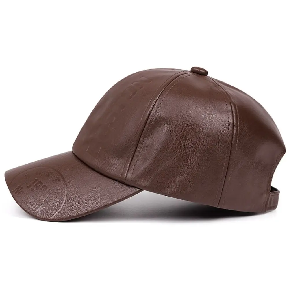 Vintage Boston New York 1985 Embossed Faux Leather Baseball Cap Adjustable Casual Sun Hat Baseball Hats Women Men