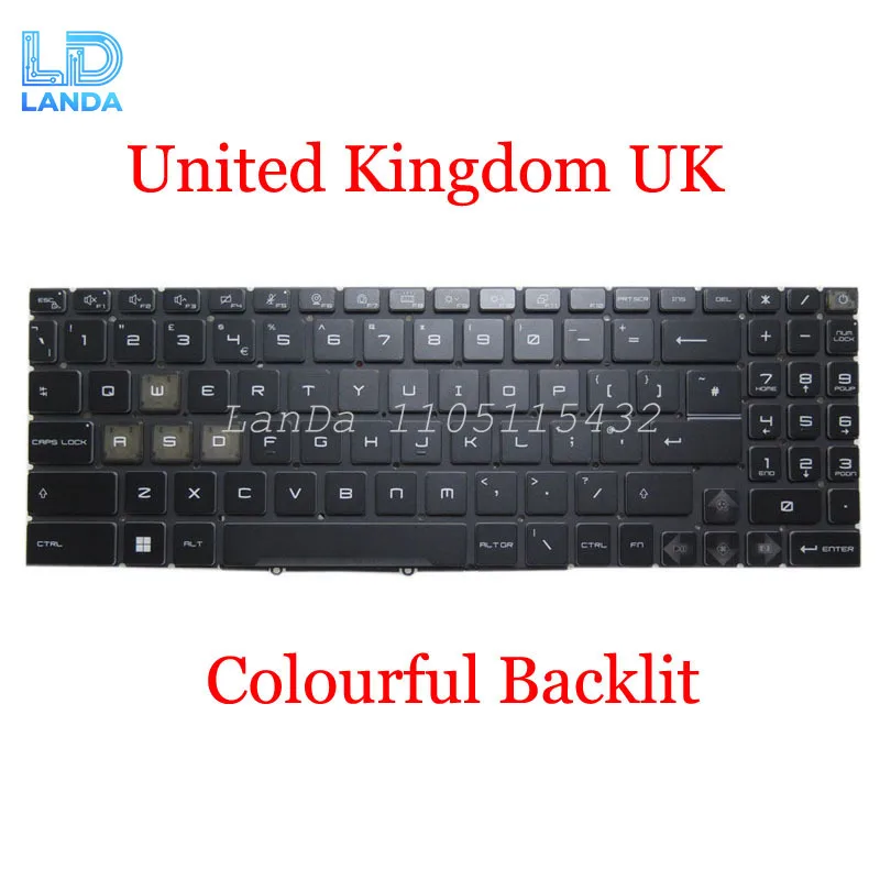 Per Key RGB Backlit US UK FR GR SP RU IT Keyboard For MSI Raider GE78 HX 13VI 13VH 13VG 14V 14VIG 14VHG 14VGG 14VFG English US