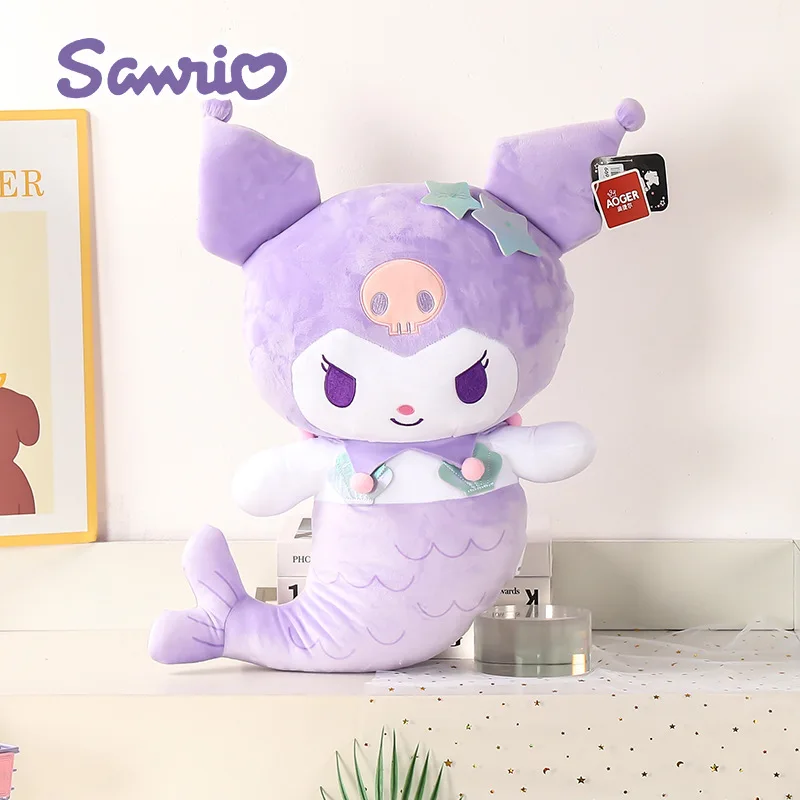 Sanrio Doll Hellokitty Kuromi MyMelody 플러시 장난감 변형 인어 카와이 베개 RoomDecoration 애니메이션 주변 장치 생일 선물