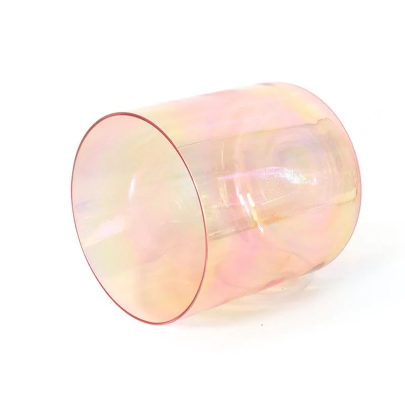 Hey-eun 6.5 inch Transparent Cosmic light Clear Crystal Singing Bowl Clear Orange Bowls Meditation Sound Healing Instrument