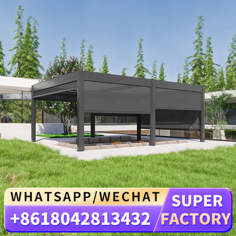 Louver Pavilion Intelligent Telescopic Awning Aluminum Alloy Garden Villa Outdoor Terrace Electric Courtyard Bioclimatic Pergola