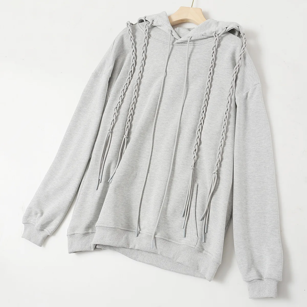 High Street Hoodies Sweatshirts Tops Women's Fried Dough Twists Braid Heavy Long Sleeved Pullover Hooded Sweatshirts Coat