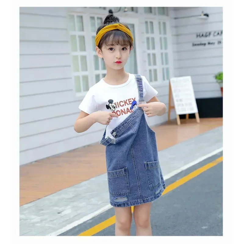 Slip Dress MINISO Spring and Autumn Strap Skirt 2024 New Style Korean Version of Children\'s Dress in Children\'s Casual Cowboy