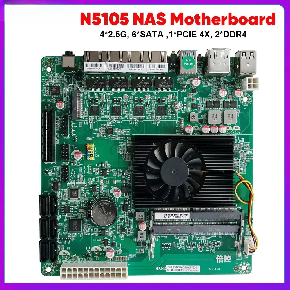 Материнская плата BKHD 17x17CM для NAS, Intel Celeron N5105, 4*2.5G NICs, LAN, Soft Router, JASPER LAKE, 6*SATA3.0, 2*DDR4, Firewall, Mainboard