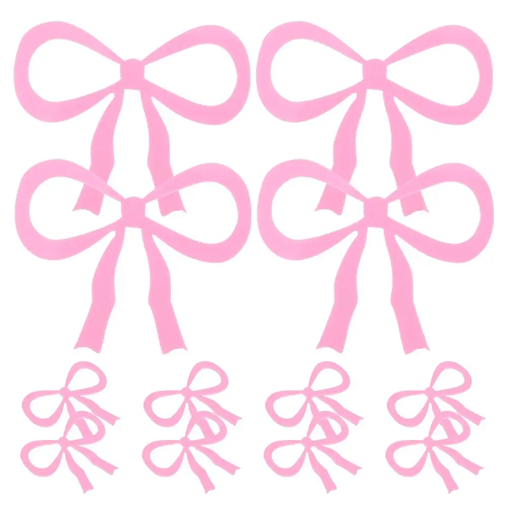 

12 Pcs Acrylic Butterfly Bow Glass Tags Pink Birthday Wedding Drink Markers Material Self Adhesive