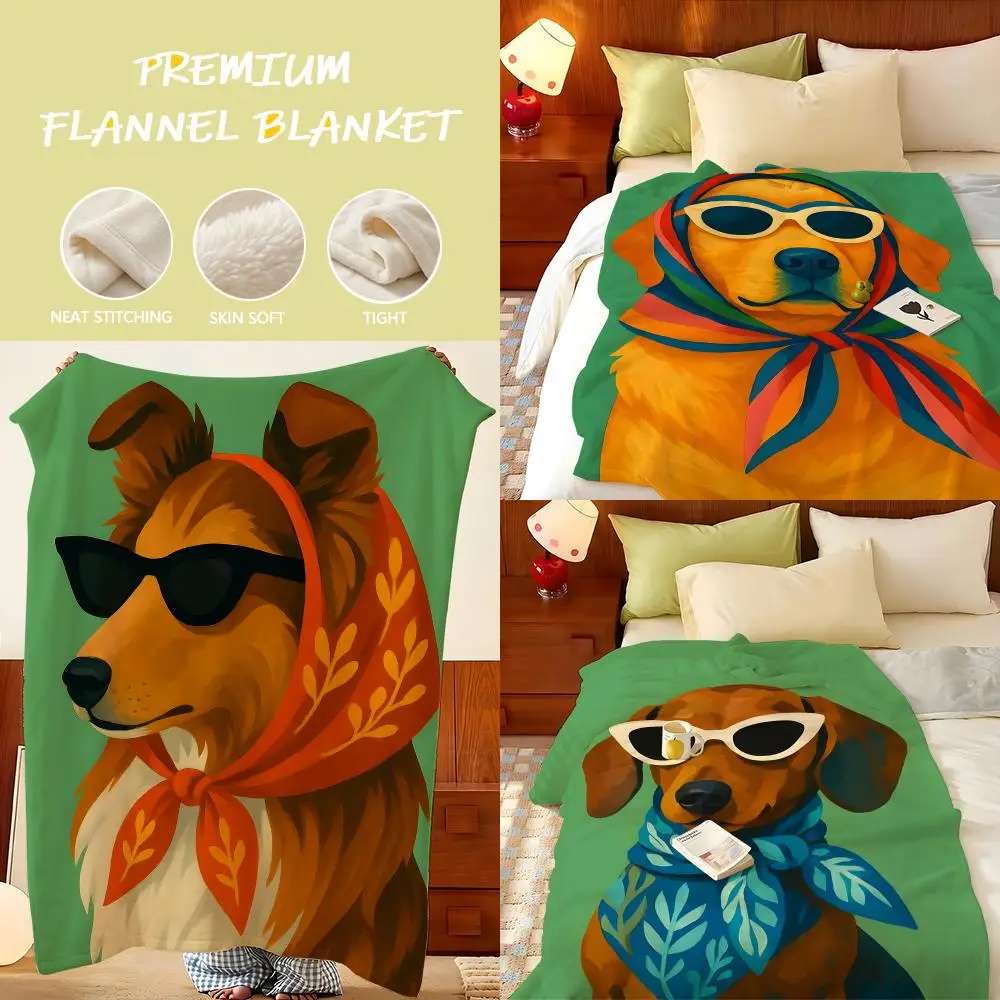 Art a-art d-dog Throw Flannel Throw Blanket, Lightweight Cozy, Durable Washable cute Cool