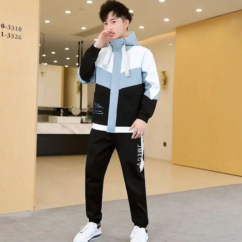 Autumn Men's 2-Piece Suit Jacket Casual Sportswear Long Sleeve Twopiece Coat Men's Fashion Comfortable Fit Autumn Jacket