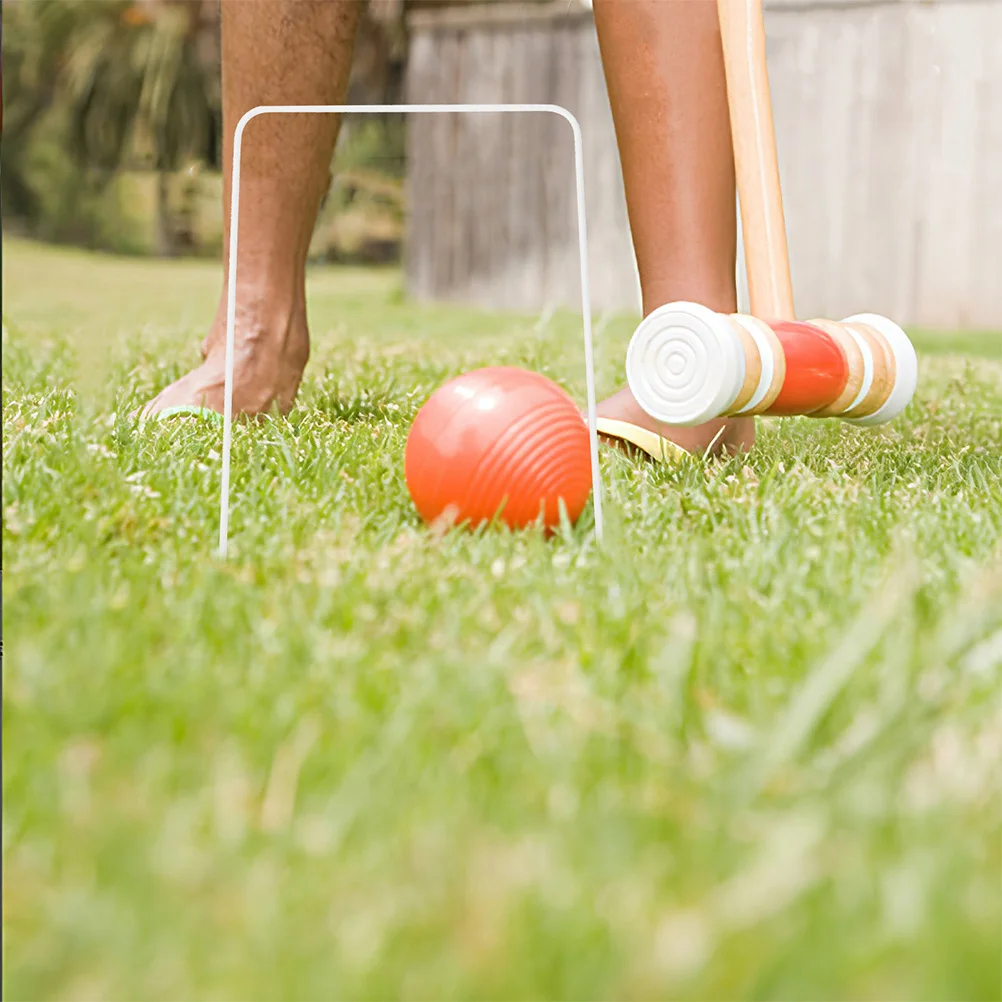 

8pcs Iron Wire Croquet Wickets Set Metal Hoops For Lawn Backyard Outdoor Ground Stakes Soccer Gateball Replacement Parts