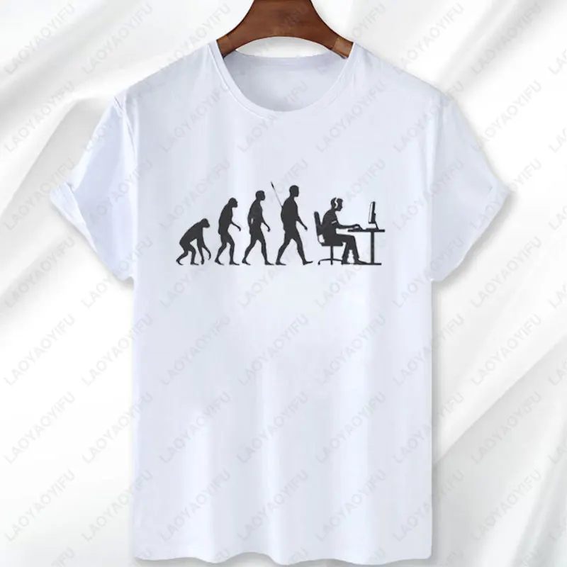 Evolution of Gamers Modal TShirt Funny Gaming Men Women Clothing Showing Human Evolution Ending At A PC Gamer and Streamers Tees