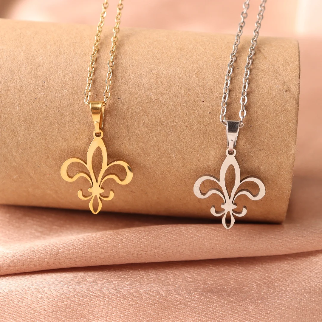 Gold plated sterling silver exquisite Fleur de lis necklace pendant, unique Fleur de lis charm, summer jewelry gift for her