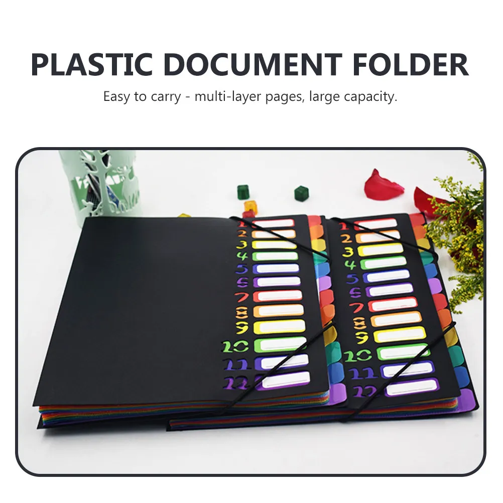 

Plastic A4 File Folder Multi-Use Document Organizer for Home Office Student Binding Documents Portable File Storage