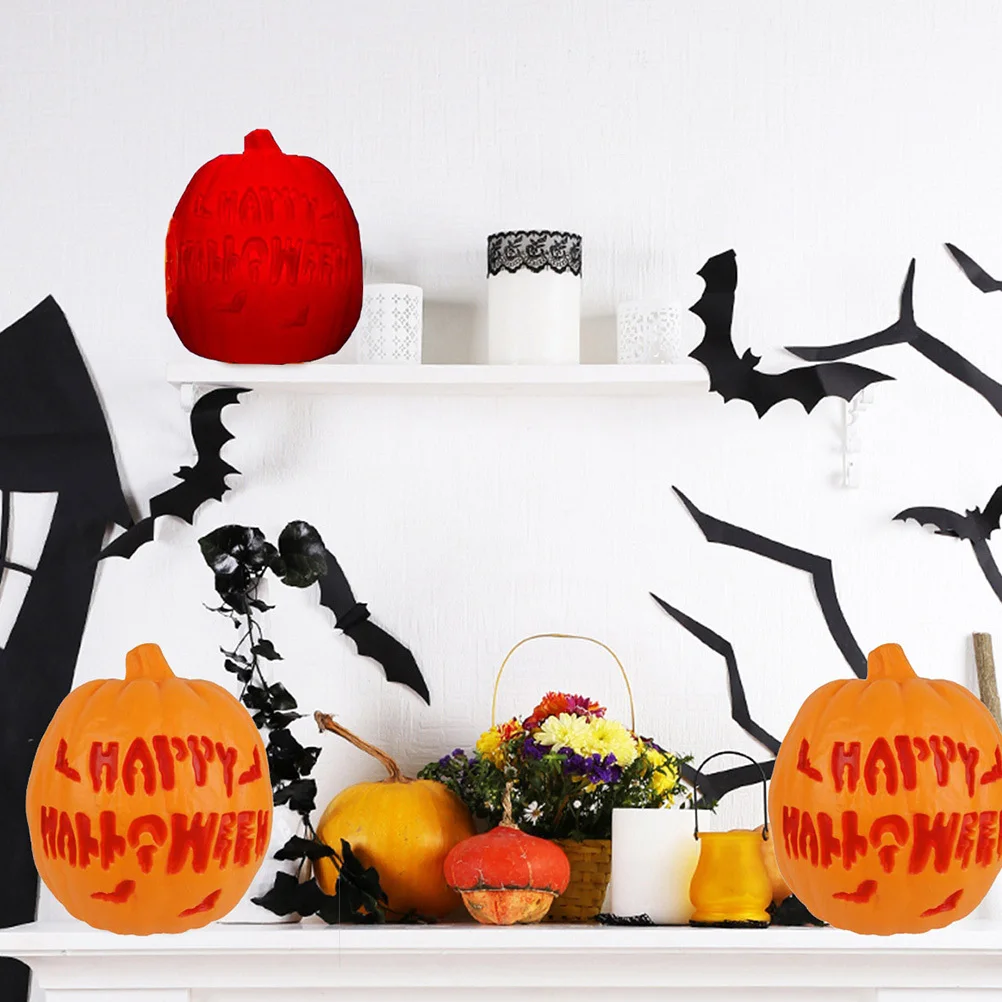 1Pcs Halloween Hollow Pumpkin Lamp Orange Carved Glow in Dark Happy Halloween Party Decorative Lighting Hollow Pumpkin Lamp