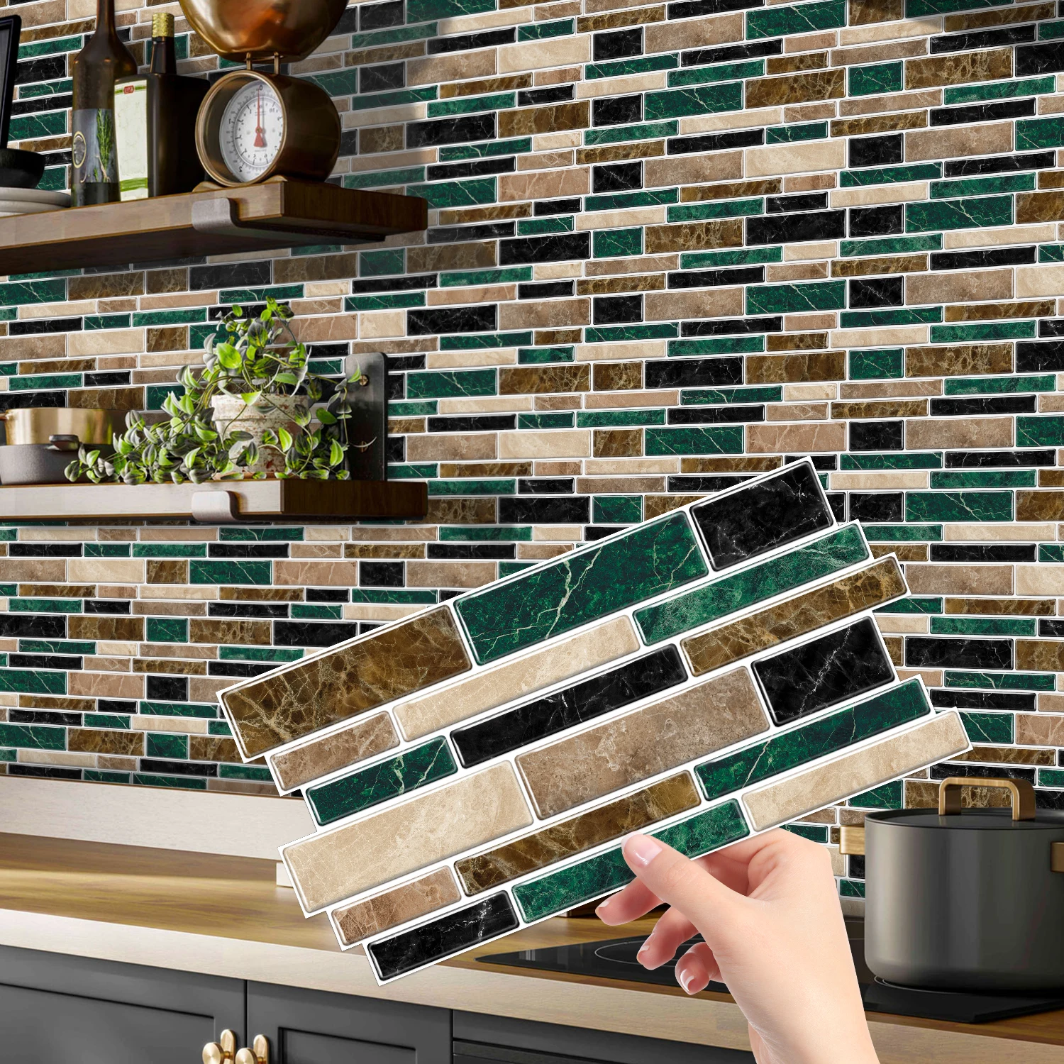

(6/12/24/48 PCS)Self-Adhesive Marble Mosaic Wall Stickers, Easy to Cut & Install, HD Pattern, Waterproof, DIY Home Decor