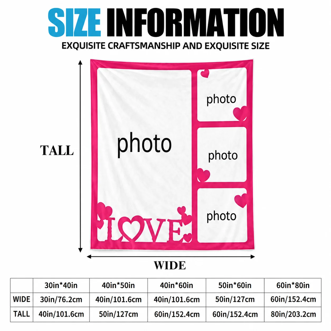  Custom Blanket with Photos Text Personalized with Picture Customizable,Customize for Mom,Dad,Couple,Girlfriend,Boyfriend,Wife