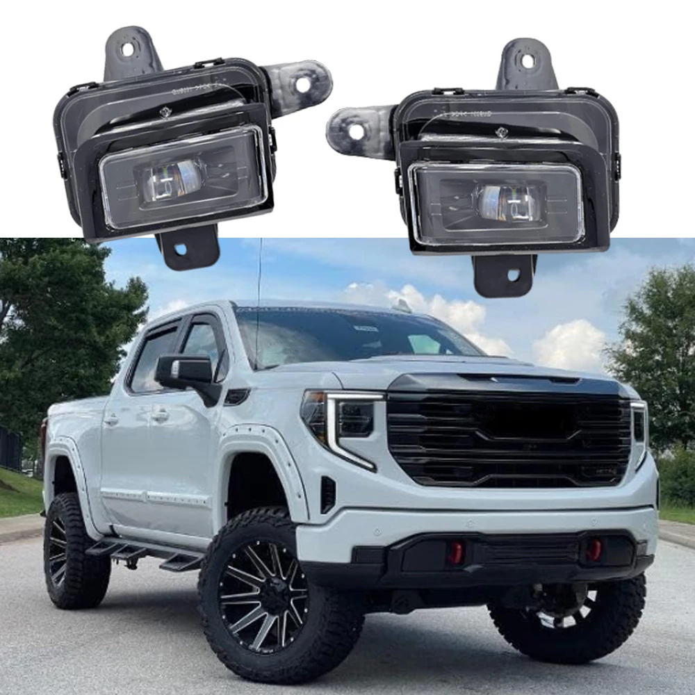 LED Fog Light For 2022-2024 G M C Sierra 1500 Switch Wire Bezel White Front Bumper Fog Light Assembly (With Built-In LED Lights)