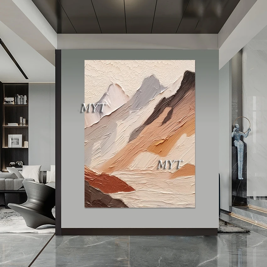 

Легкая абстрактная картина маслом с горным пейзажем, акриловая художественная текстура, подарки ручной работы, без рамы, настенная картина для украшения холста